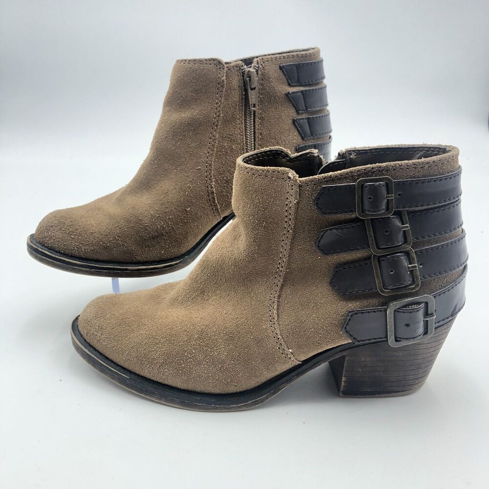 Joie CV Tan Suede Leather Buckle Straps Ankle Boots Women's Size 6